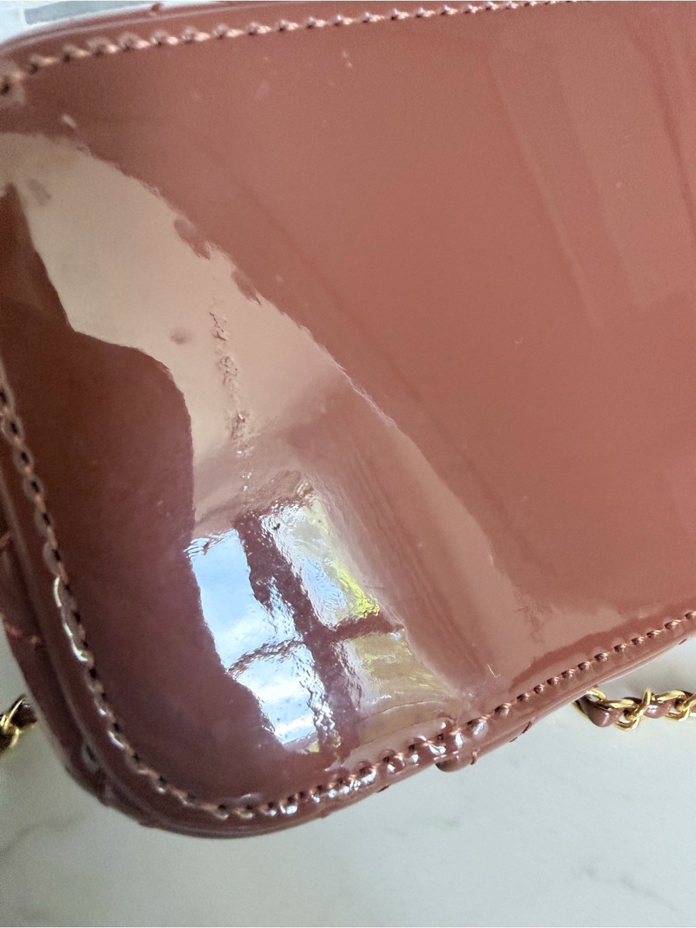 Fashion Quilted Patent Leather Top-Handle Vanity Bag with adjustable strap - Picture 10 of 11